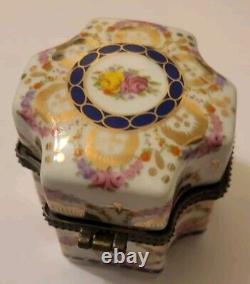 Vintage French Limoges Trinket Casket Gorgeous Floral Perfume Box No Bottles