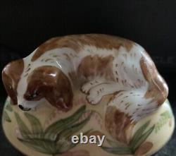 Vintage French Porcelain Box FRANCE LIMOGES Dog Cavalier Collectors Dog Lovers