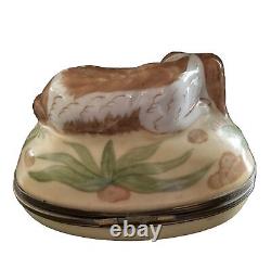 Vintage French Porcelain Box FRANCE LIMOGES Dog Cavalier Collectors Dog Lovers