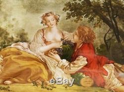 Vintage French STYLE F Boucher BAROQUE COURTING COUPLE Porcelain Hinged 10 BOX