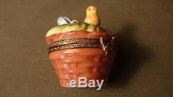 Vintage Hand-painted Easter Egg Chick In Basket W Eggs Fancy Limoges Trinket Box