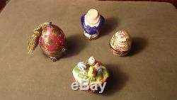 Vintage Hand-painted Easter Egg Chick In Basket W Eggs Fancy Limoges Trinket Box