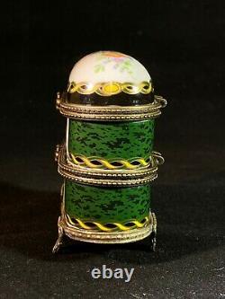 Vintage LIMOGES France Porcelain Trinket Box Floral Ornament Hand Paint