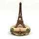 Vintage Limoges Peint Main Porcelain Hinged Trinket Box Eiffel Tower Signed