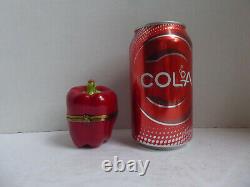 Vintage Large Red Bell Pepper Rochard Peint Main Limoges France Box Bee Clasp