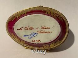 Vintage Le Tallec Limoges hand painted hinged egg box gold on relief