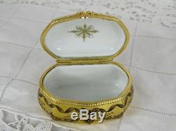 Vintage Le Tallec Paris Porcelain Trinket Box Gold Decor Louis XVI Style