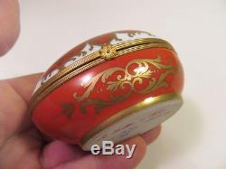 Vintage Le Tallec Porcelain Egg Shaped Trinket Box Horn & Drums Paris France