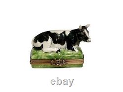 Vintage Limited Edition 18/50 Limoges Peint Mein France Edward Cow Trinket Box