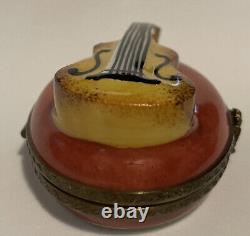 Vintage Limoges Box String Instrument Peint Main Limoges France Signed By Artist