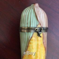 Vintage Limoges Chamart Peint Main France Ear of Corn Porcelain Trinket Box