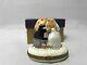 Vintage Limoges-chanille-peint Main-bride/groom Bunny Rabbits Trinket Box