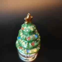 Vintage Limoges Charmart Decor Main Merry Christmas Tree Trinket Box Signed