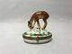 Vintage Limoges-charmart-peint Main-porcelain Christmas Deer/fawn Trinket Box
