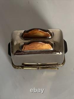 Vintage Limoges Chrome Toaster With Bread Trinket Box Retired