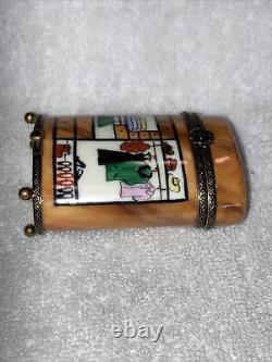 Vintage Limoges Closet Trunk Hat Shoes Wood Painted France Porcelain Trinket Box