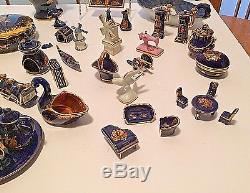 Vintage Limoges Cobalt Blue Miniatures Lot Of 50 And Bonus Pieces
