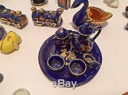 Vintage Limoges Cobalt Blue Miniatures Lot Of 50 And Bonus Pieces