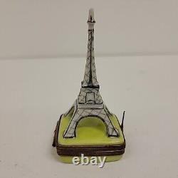 Vintage Limoges France Eiffel Tower On Grass Trinket Box Peint Main He44