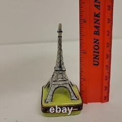 Vintage Limoges France Eiffel Tower On Grass Trinket Box Peint Main He44