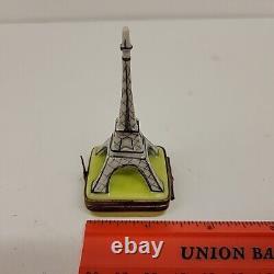 Vintage Limoges France Eiffel Tower On Grass Trinket Box Peint Main He44