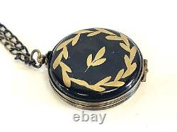 Vintage Limoges France Eximious Peint Main Porcelain Pocketwatch Trinket Box