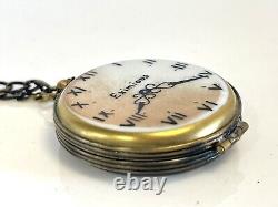 Vintage Limoges France Eximious Peint Main Porcelain Pocketwatch Trinket Box