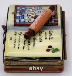 Vintage Limoges France Eximious Peint Tarte Cookbook Trinket Box Hand Painted