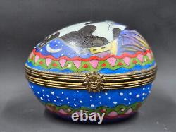 Vintage Limoges France Hand Painted Porcelain Cat Trinket Box