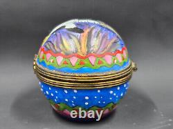 Vintage Limoges France Hand Painted Porcelain Cat Trinket Box