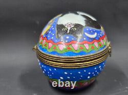 Vintage Limoges France Hand Painted Porcelain Cat Trinket Box