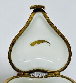 Vintage Limoges France Hand Painted Rochard Heart Shaped Porcelain Trinket Box