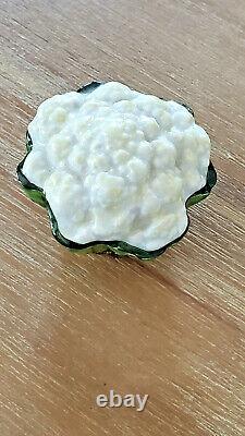 Vintage Limoges France -Peint Main- Hinged Porcelain Trinket Box Cauliflower