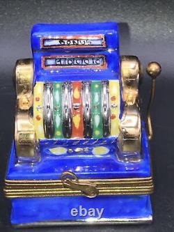 Vintage Limoges France Peint Main Jackpot Slot Machine Trinket Box
