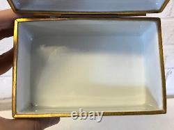 Vintage Limoges France Porcelain Painted Black Gold & Tan Dresser Box Instrument