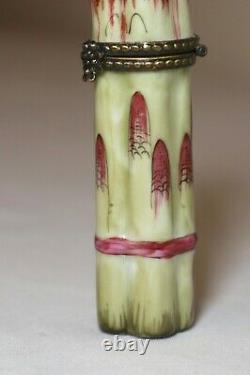 Vintage Limoges France porcelain Peint Mein figural asparagus pill trinket box