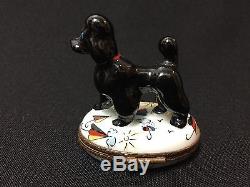 Vintage! Limoges Hand Painted Hinged Black Poodle Trinket Box FS