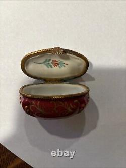 Vintage Limoges Hand Painted Porcelain Oval Trinket Box