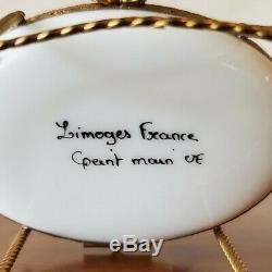 Vintage Limoges Hotel dParis Breakfast Cart Trinket Box Hinged Porcelain