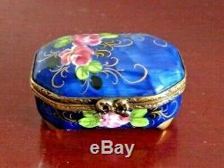 Vintage Limoges La Gloriette Peint Main Flowers Small Trinket Box Made In France