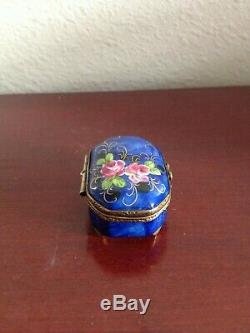 Vintage Limoges La Gloriette Peint Main Flowers Small Trinket Box Made In France