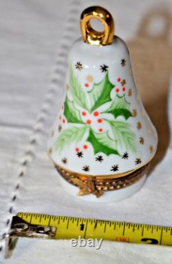 Vintage Limoges PEINT MAIN Christmas Bell Trinket Box Ornament