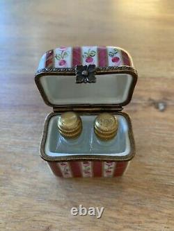 Vintage Limoges Parfum Box- Signed And Numbered -Pink Roses With Gold Accents