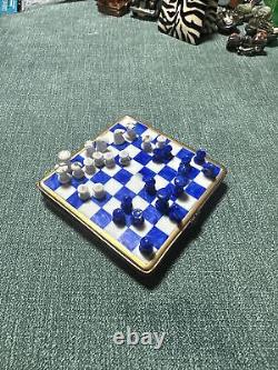 Vintage Limoges Peint Main Chess Board Trinket Box