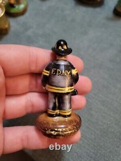 Vintage Limoges Peint Main FDNY Fireman Limited Edition Trinket Box
