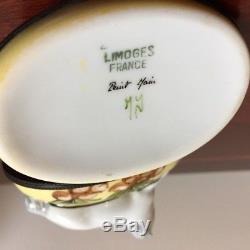 Vintage Limoges Peint Main France White Horse Porcelain Trinket Box