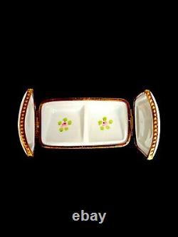 Vintage Limoges Peint Main Trinket Box SetHand Painted FloweredSigned