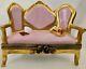 Vintage Limoges Pink Couch Hinged Trinket Box. Hand Painted With Gold Frame