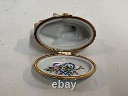 Vintage Limoges Porcelain Couple in Rowboat Trinket Box