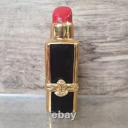 Vintage Limoges Red Lipstick Trinket Box Peint Main France w Gold Gilding Signed
